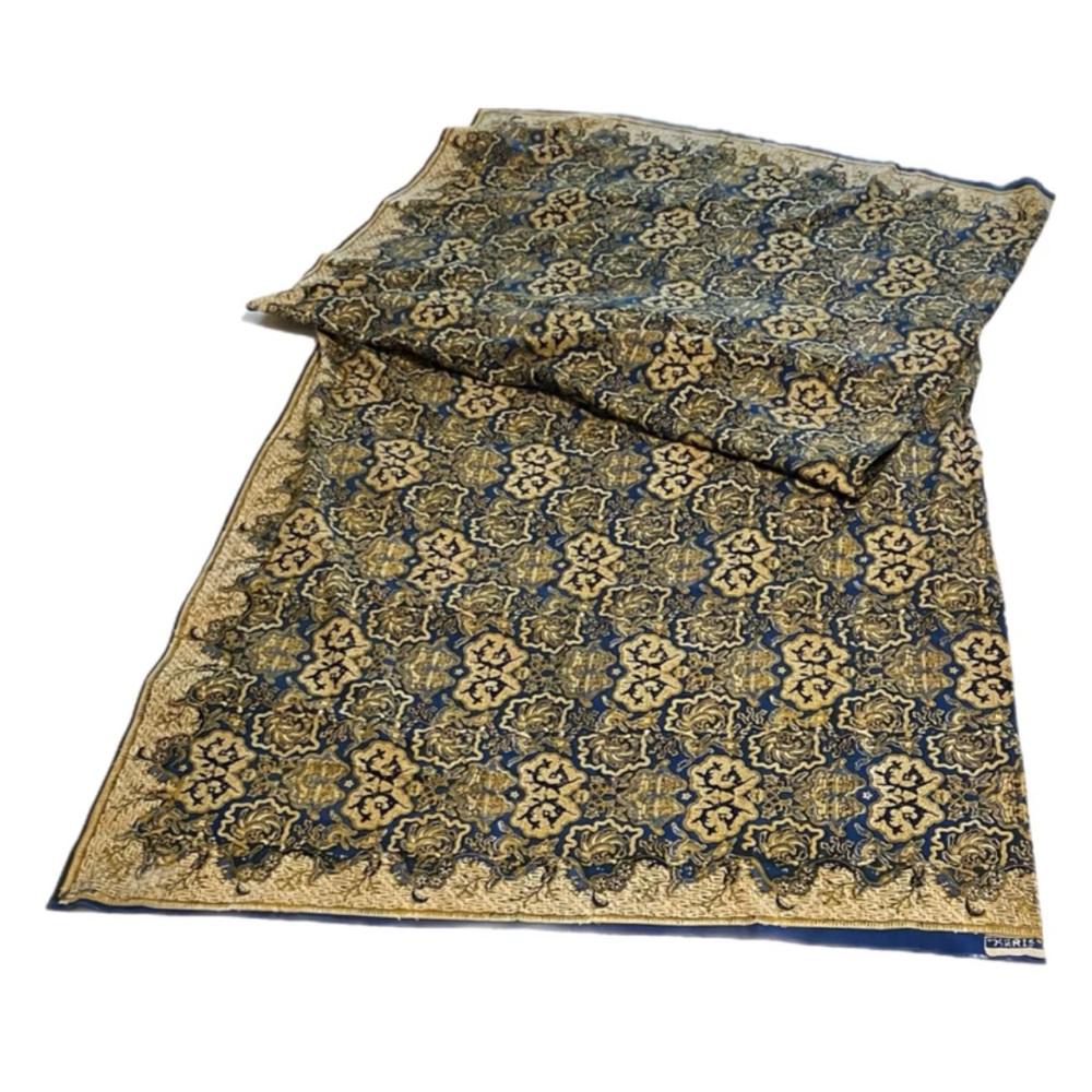 Batik Fabric - “Keris” - Blue/Gold Border Print - Sewing Skirt Sarong